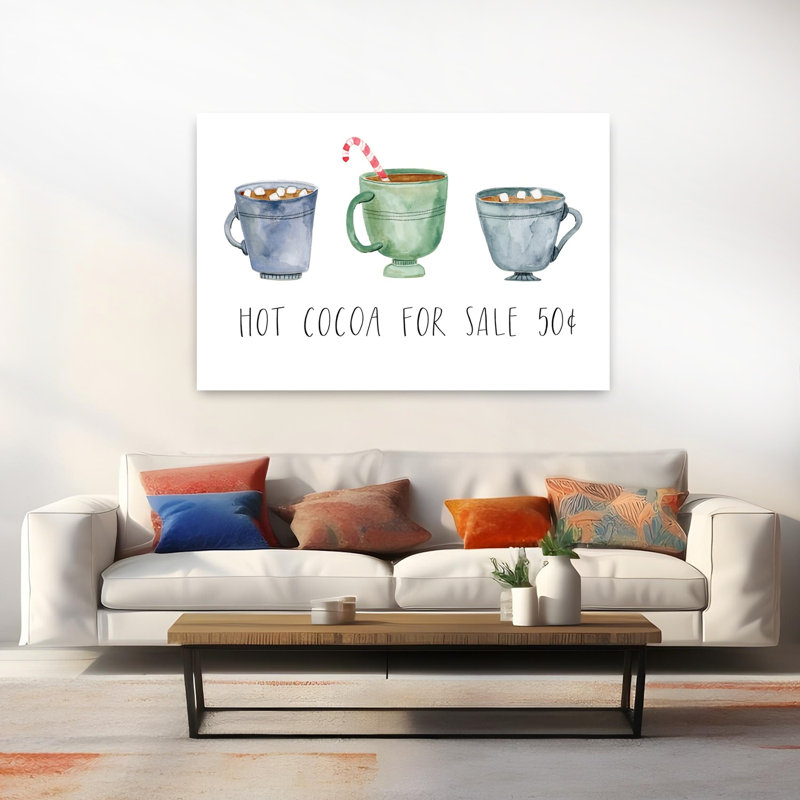 Cacao chaud à la vente, art contemporain abstrait d'hiver, H 40 po x l 60 po