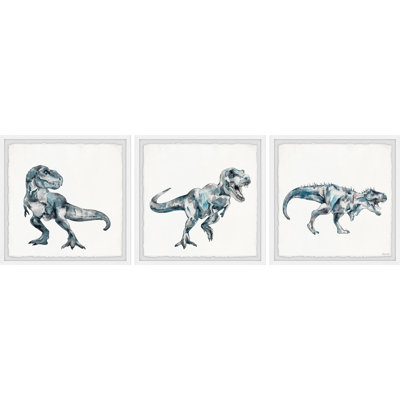 Leopoldo Bite and Fight T-Rex 3-Piece Framed Print Set