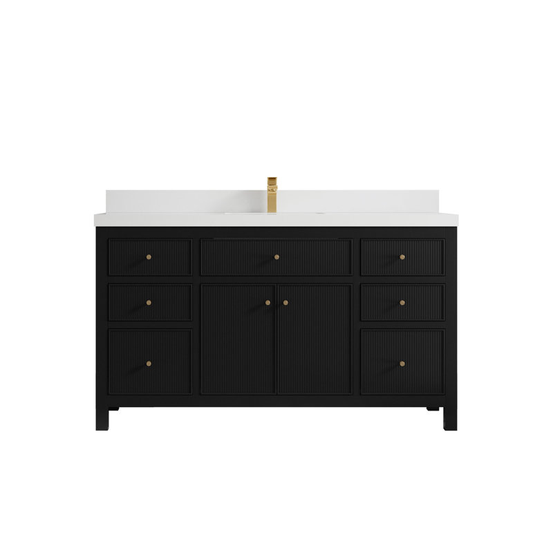 60'' Single Bathroom Vanity with Top, White