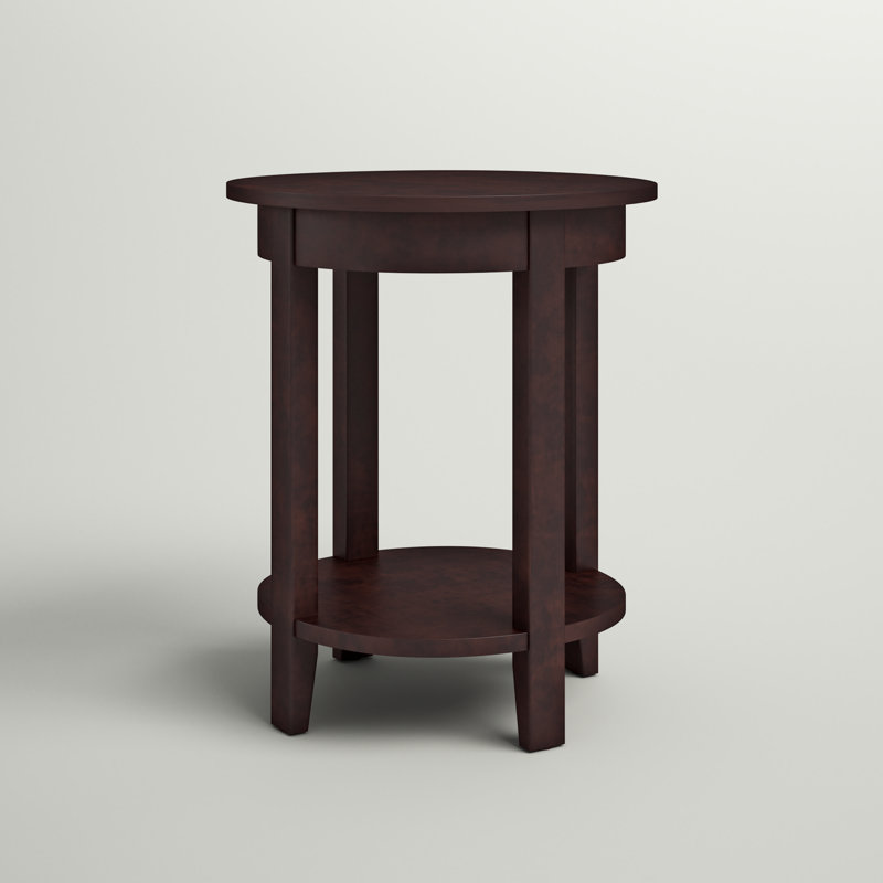 Marco Cottage Beach House Design Round Accent Table With 1 Open Shelf, Espresso