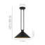 Luminaire suspendu en forme de cloche à 1 lumière avec abat-jour en métal noir Sparkia