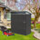 Remise de rangement imperméable en métal - Porte verrouillable et fenêtre latérale pour le jardin / patio (gris)
