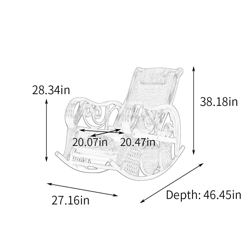 Chaise berçante en rotin décontractée Balcon, Brun