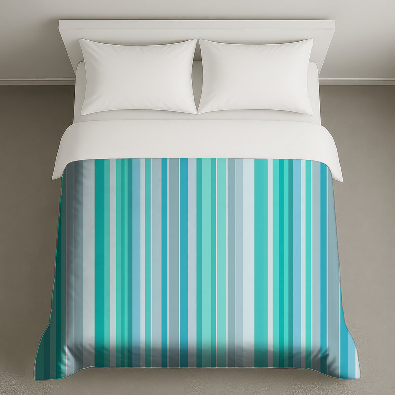 Housse de couette moderne à rayures bleues, Très grand lit