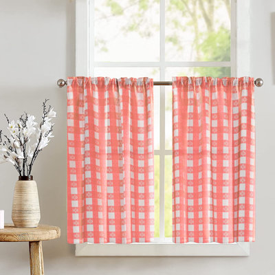 Poplin Tavern Gingham Checkered Cafe Tier Curtains