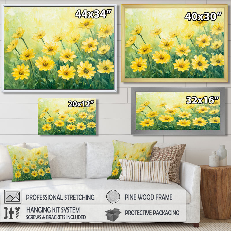 Décoration murale style champêtre lever de soleil marguerite II - marguerites, H 12 po x l 20 po, Noir