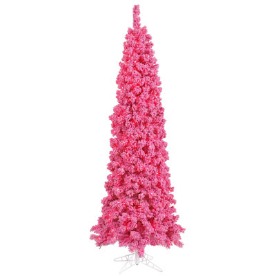 Flocked Pink Fir Lighted Artificial Fir Christmas Tree
