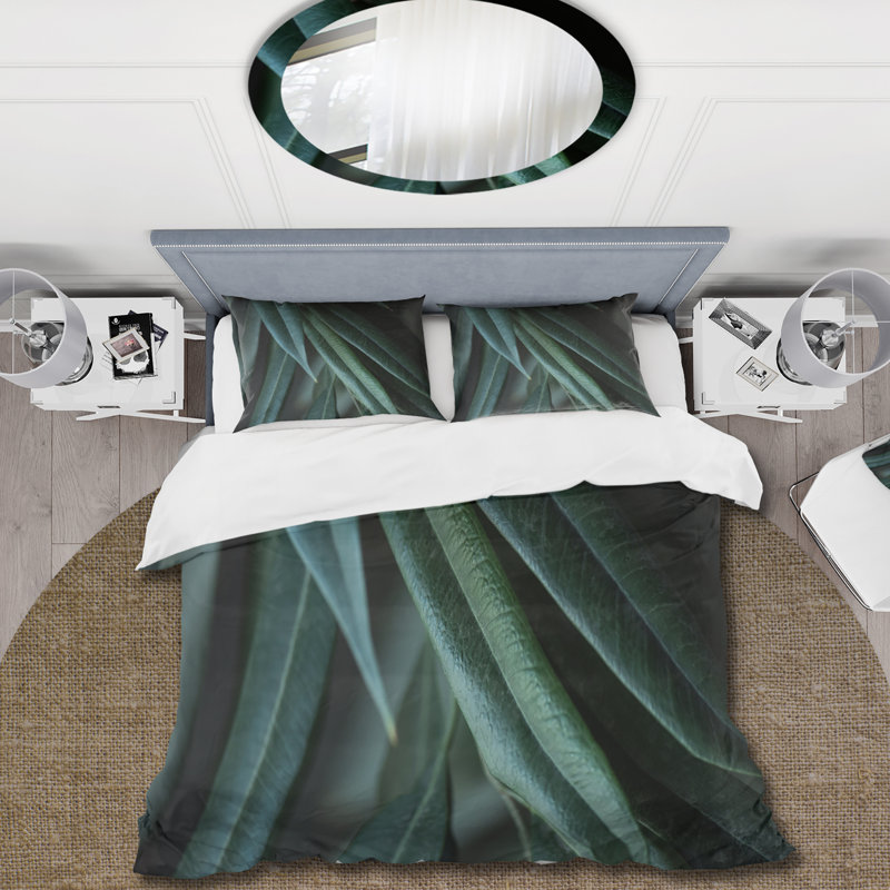 Feuilles tropicales vert foncé - Ensemble de housse de couette tropical - Polyester en microfibre