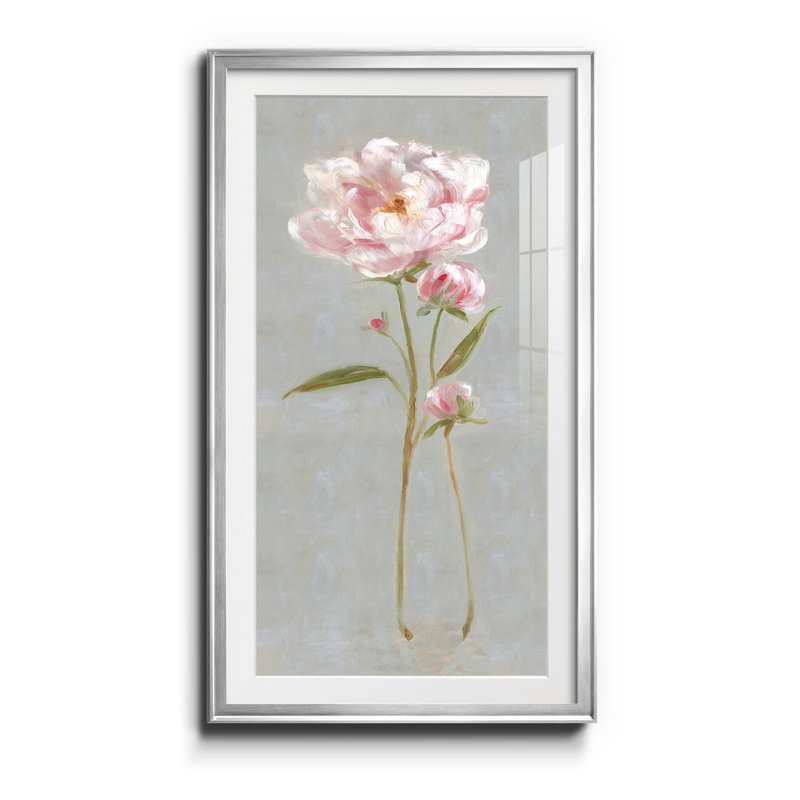 Pivoine magique II - Cadre photo, reproduction d'art sur papier, Feuille argentée, H 14,5 po x l 26,5 po x P 1,5 po