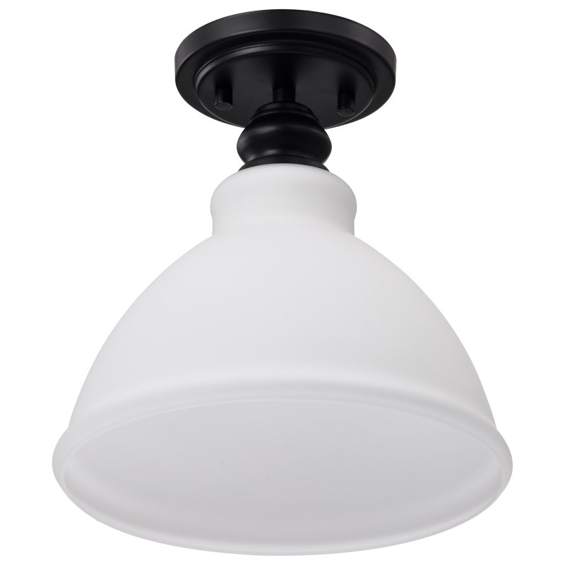 Dorotea - Plafonnier semi-encastré 10 po - Noir mat avec verre blanc satiné