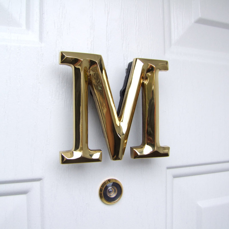 Heurtoir de porte lettre monogramme, Laiton, M