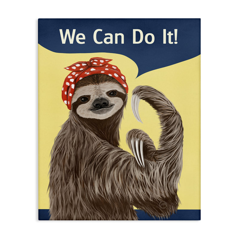 «We Can Classic Sloth», art mural sur toile par Paula Belle Flores, H 40 po x l 30 po