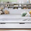 Lit de jour en bois avec tablettes de rangement, lit multifonctionnel avec lit gigogne simple et bureau d'étude (lit de jour)-3388572-3388573