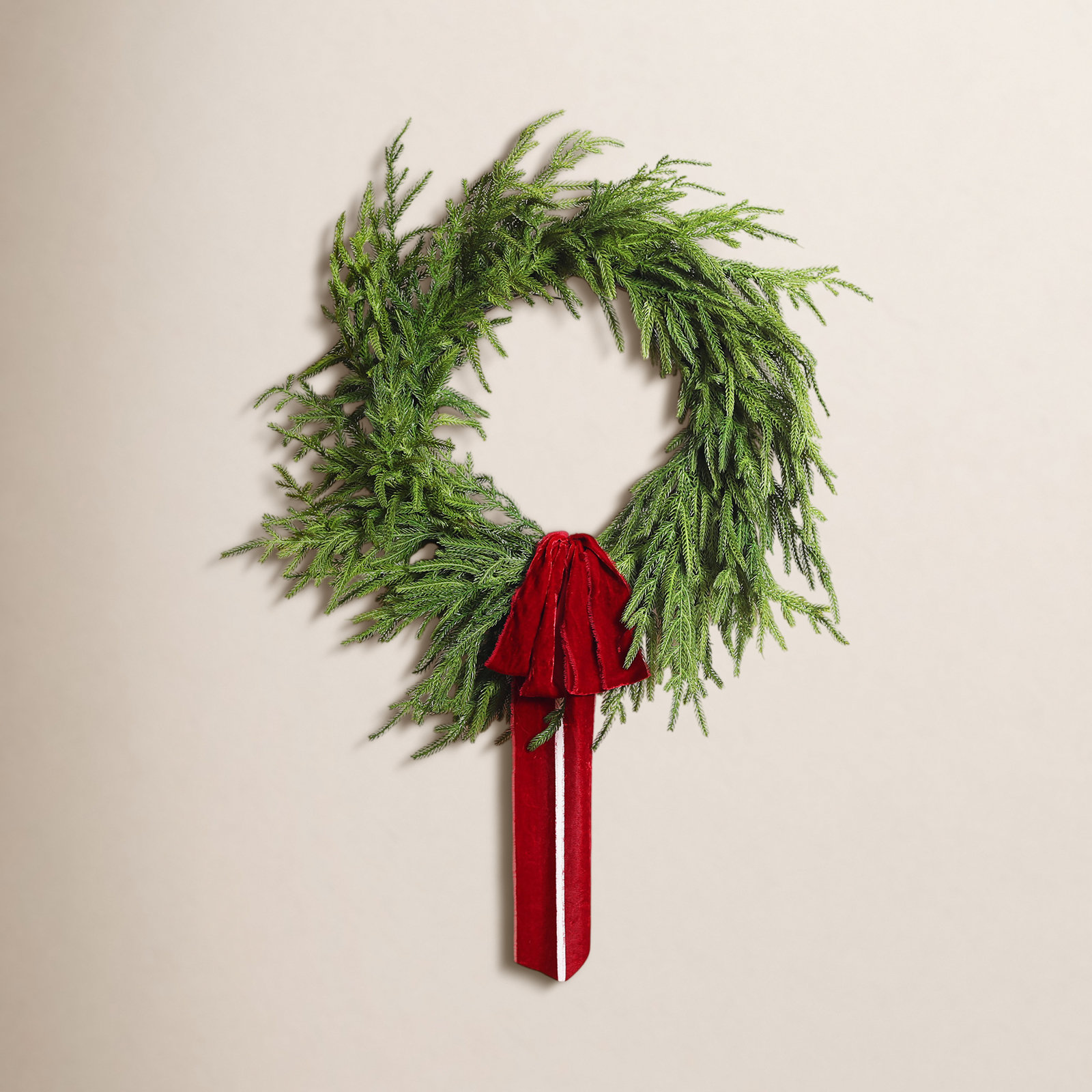 Faux Pine Wreath, 16" W x 16" H x 5" D