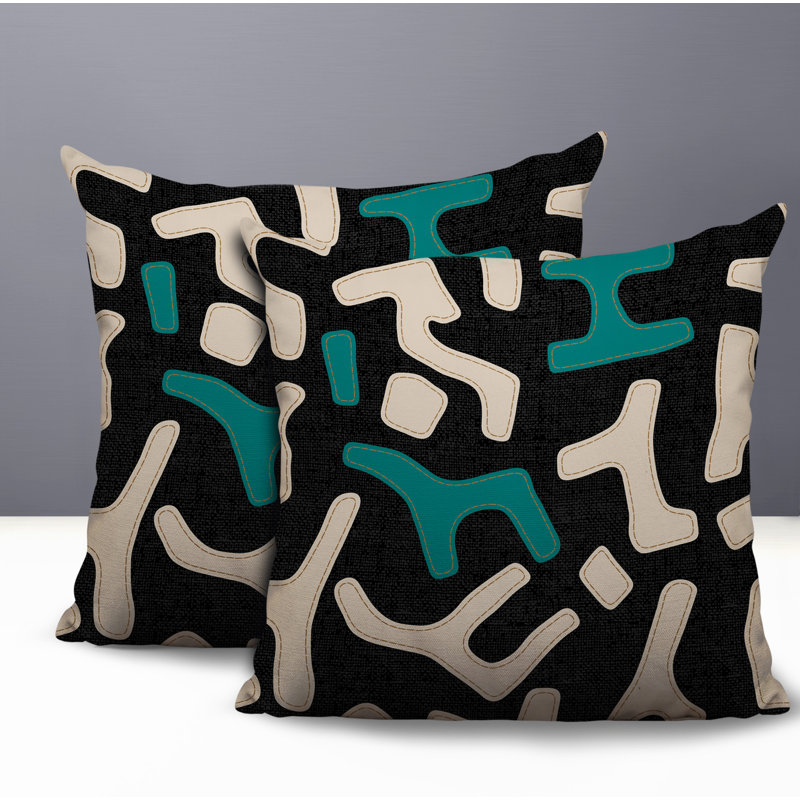 Coussin intérieur / extérieur 2 ensembles Mai, Sarcelle, 18 x 18