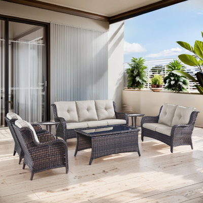 Schutt 7 Pieces Patio Seating Group with Cushions