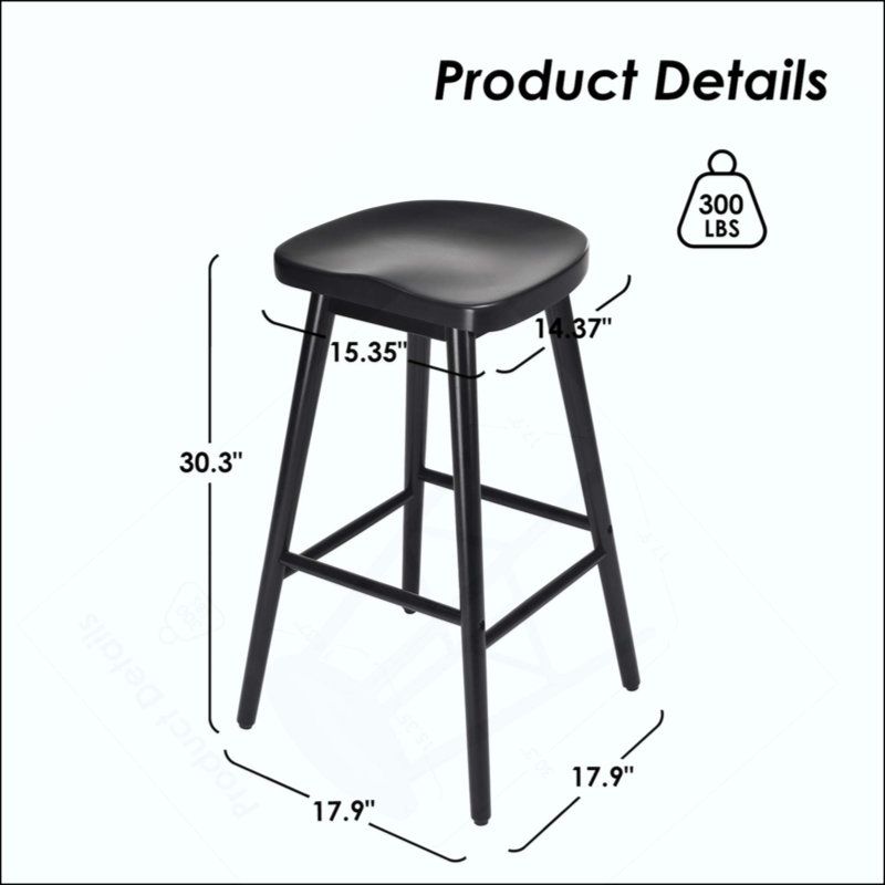 Tabourets de bar en bois massif, ensemble de 2 tabourets de comptoir à dossier en selle avec repose-pieds, chaises de bar rustiques de style Mid-Century pour îlot de cuisine et salle à manger
