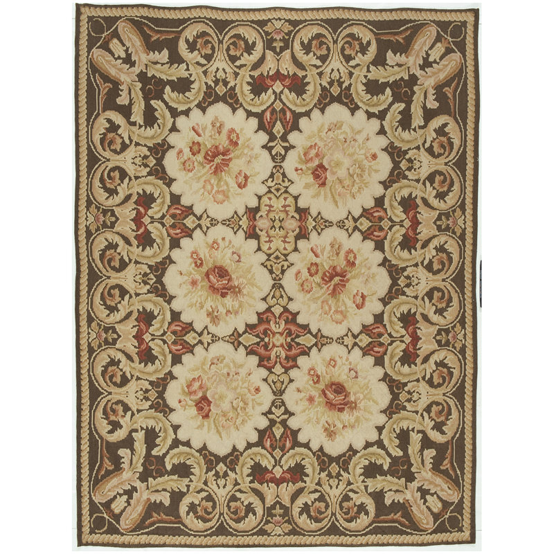 Tapis oriental en laine noué à la main brun, Rectangle 8 pi x 10 pi