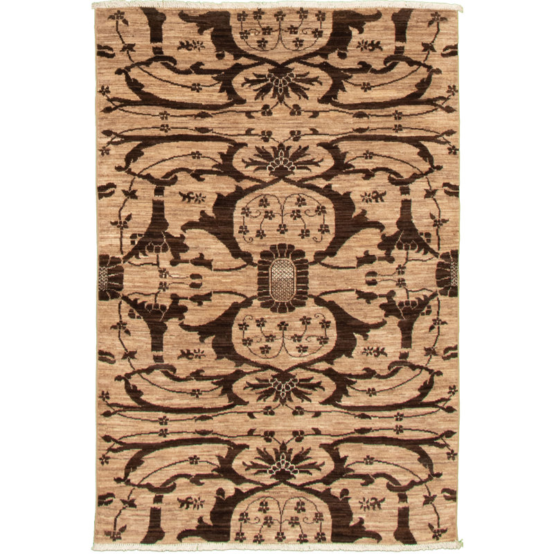 Tapis unique en laine noué à la main brun clair de style nouvel âge de 18 pi 4 pi x 5 pi 10 po pako