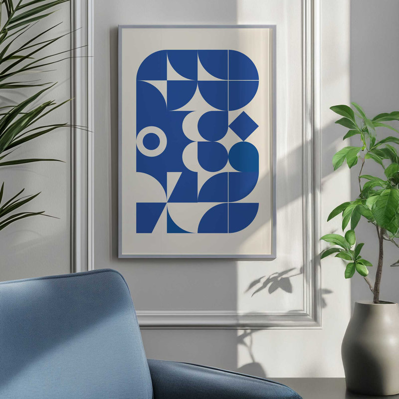 Imprimé moderne bleu, Blanc, H 11 po x l 9 po, Ne s’applique pas