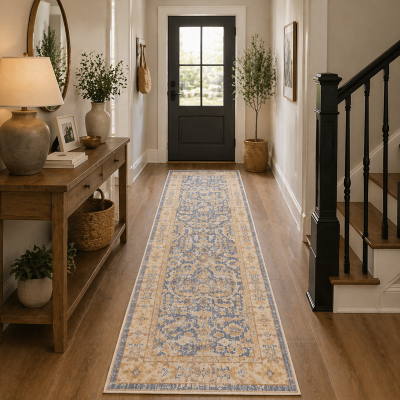 Brielle Traditional Bordered Low Pile Performance Area Rug, Runner 2'6" x 8'
