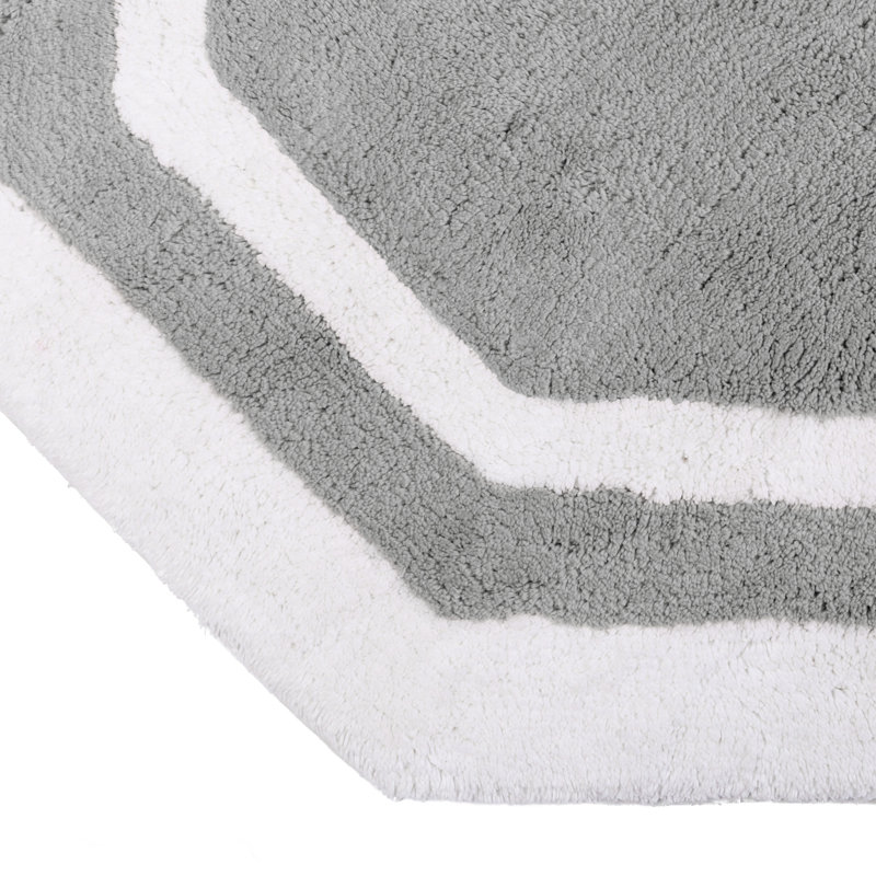 Ipke Cotton Bath Mat, White/Grey Center