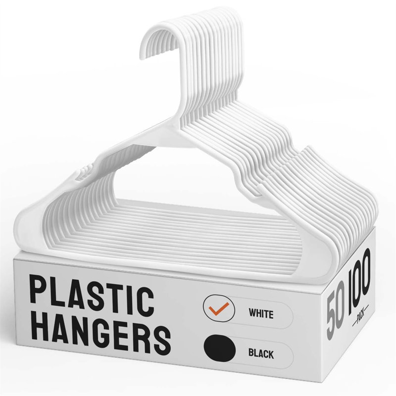 Cintre en plastique antidérapant Olatunde, Blanc, 100