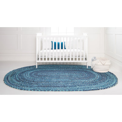 Tapis bleu en coton tressé à la main Panaca