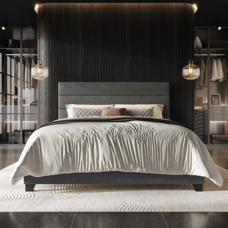 Lit tapissier standard, Simple, Gris anthracite