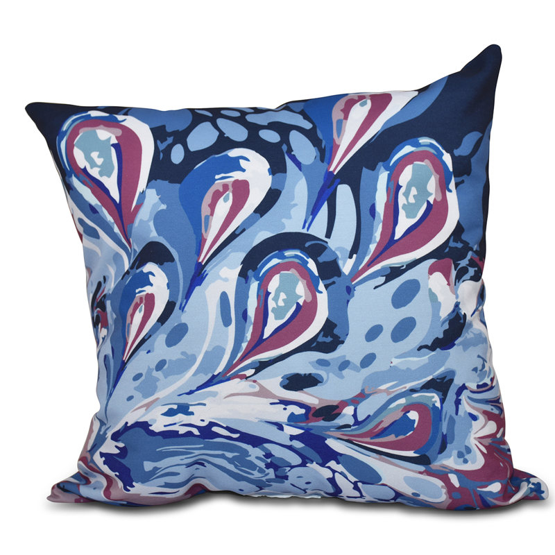 Happy Hippy Abstract Reversible Throw Pillow, 20" H x 20" W, Blue