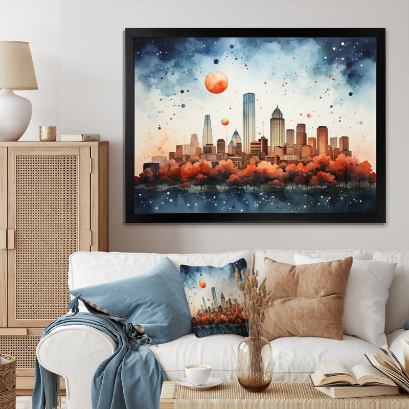 Cityscape Symphony, reproduction d'art sur toile, H 12 po x l 20 po x P 1 po, Cadre simple noir
