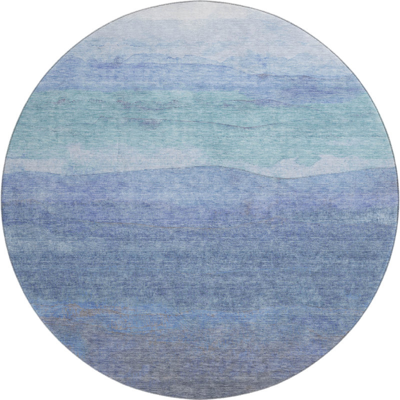 Premium Machine Washable Mehara AMF1699 Stripes Rug, Round 8'