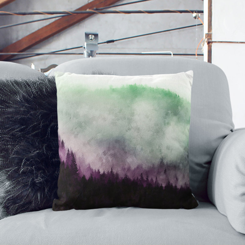 Foggy Forest Cushion with Filling, 40cm H x 40cm W x 15cm D, Black