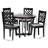 Baxton Studio Alena Modern Grey Fabric And Dark Brown Finished Wood 5-Piece Dining Set