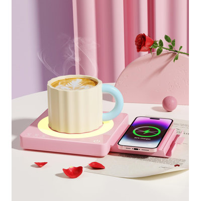 Pink Mug Warmer With 15W Wireless Charging Coffee Cup Warmer For Desk Auto Shut Off 3 Temp Settings Smart Warmer Plate For Heating Coffee Milk Te Pink Mug Warmer With 15W Wireless Charging Coffee Cup Warmer For Desk Auto Shut Off 3 Temp Settings Smart Warmer Plate For Heating Coffee Milk Te