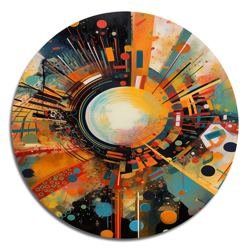 Orange Retro Vibe Background IV - Modern Geometric Metal Wall Décor, 36" H x 36" W x 1" D