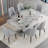 Modern 7-Piece Faux Marble Dining Table Set with Upholstered Chairs-505819573-506348732