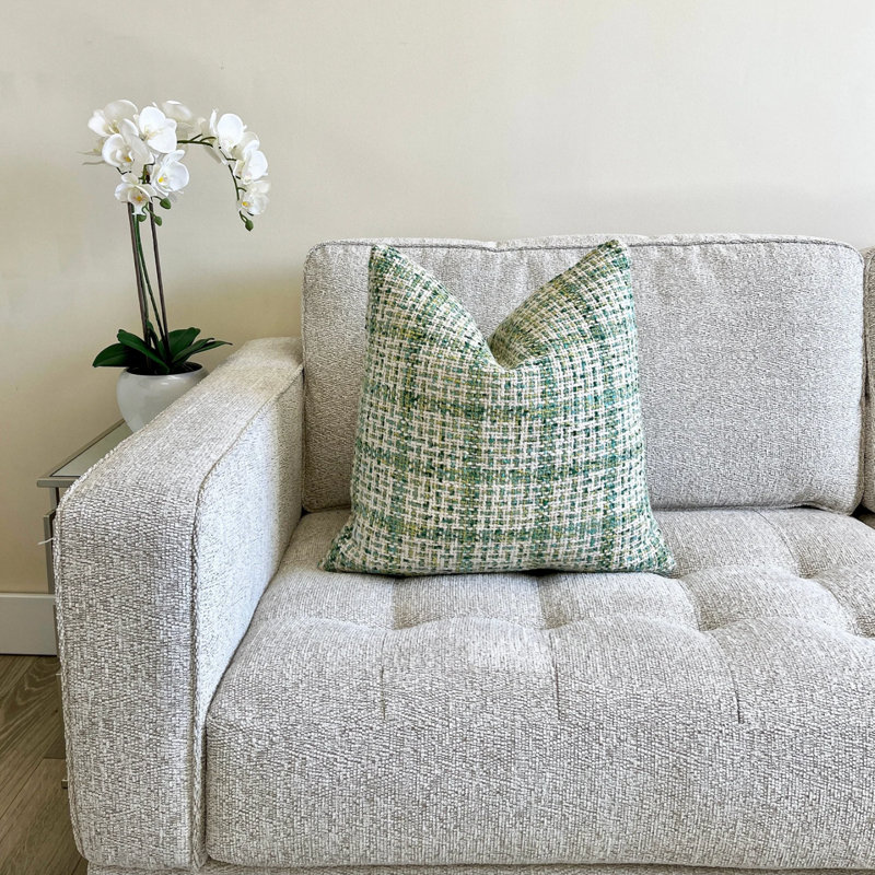 Housse de coussin en tissu écossais vert, H 22 po x l 22 po