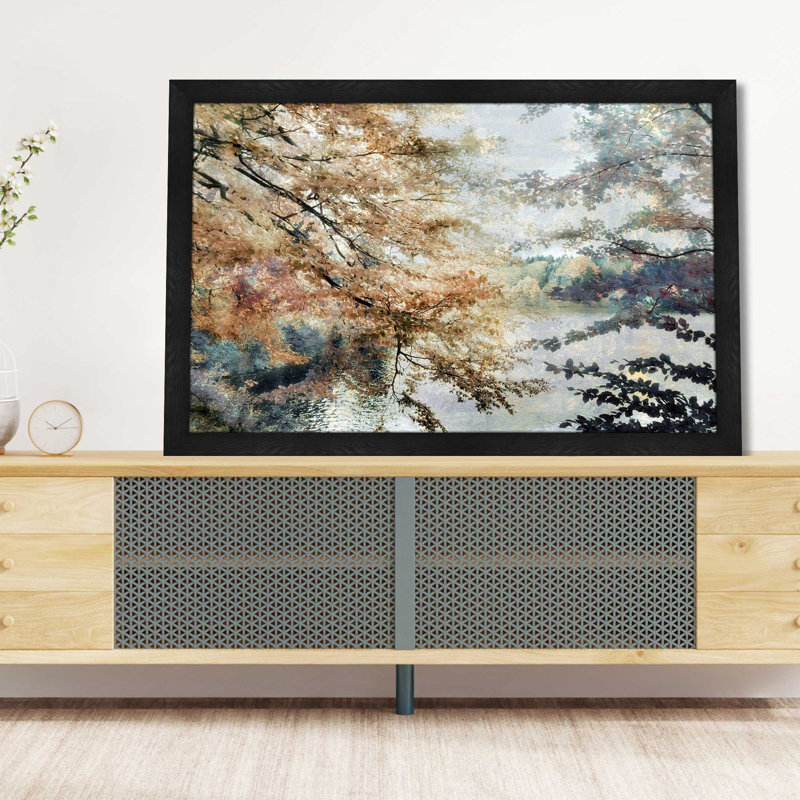 «Spring Talking» par Irene Weisz - Peinture, L 27,5 po x H 21,5 po, Cadre noir