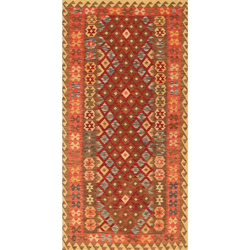 Tapis traditionnel rouge / brun Kayna, Rectangle 2 pi x 3 pi