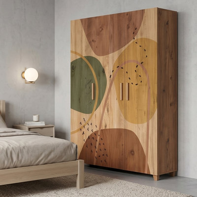 Armoire murale abstraite à 3 portes de 47 po de large Aurelia