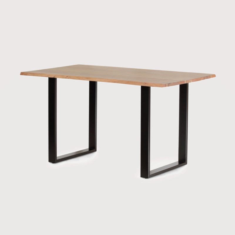 Solid Wood Top Metal Base Dining Table