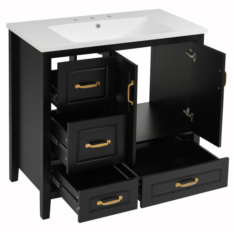 Meuble-lavabo 36 po avec lavabo, Noir