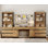 Ensemble de meubles de bureau à domicile Aadam: bureau de direction 59 po avec station de charge et armoire de rangement + bibliothèque de 72 po de hauteur avec 6 tiroirs, bureau d'ordinateur moderne et bibliothèque, bois, bureau