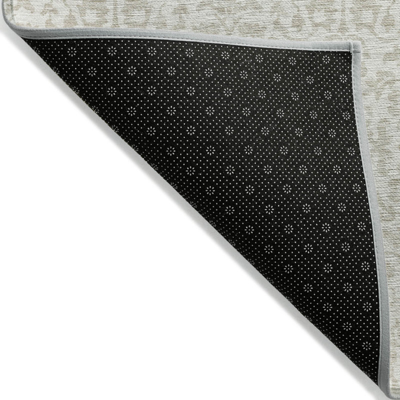 Tapis intérieur lavable damassé 5 pi x 8 pi ivoire et beige