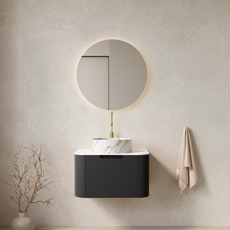 Meuble-lavabo mural avec lavabo, Noir, 24"