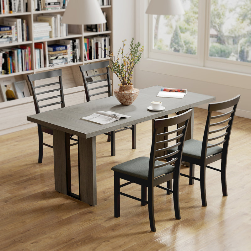 Grande table de salle à manger pour 8 personnes, table de cuisine industrielle, finition bois gris
