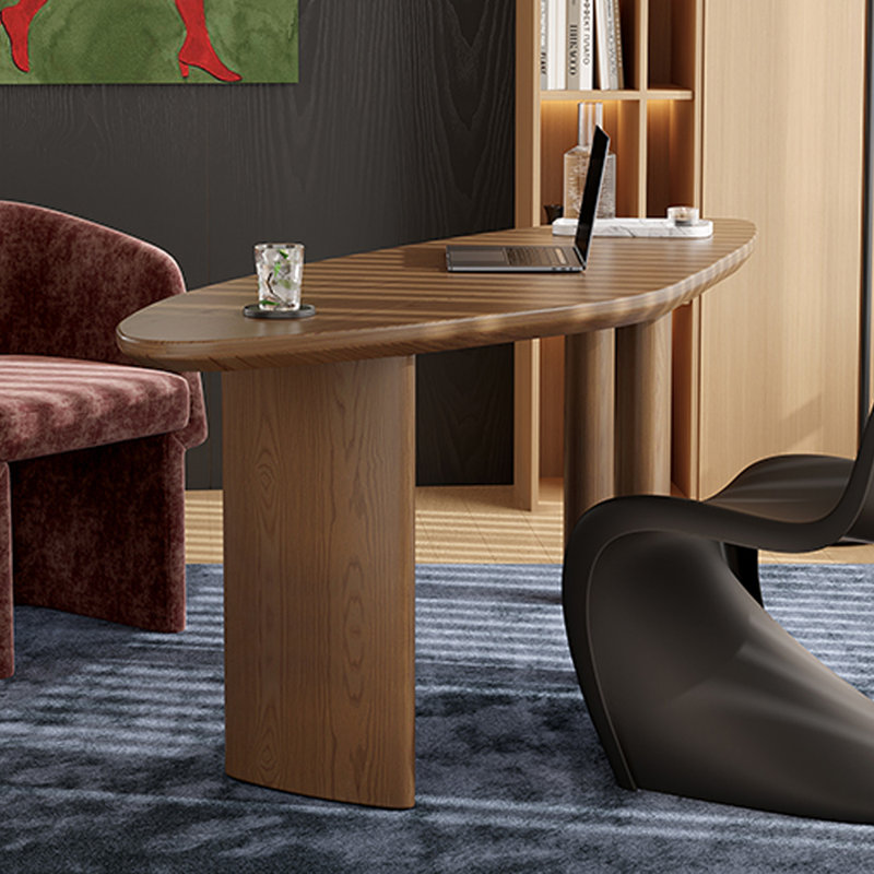 Brown Free Form Solid Wood desk, 29.53" H x 70.87" W x 29.53" D