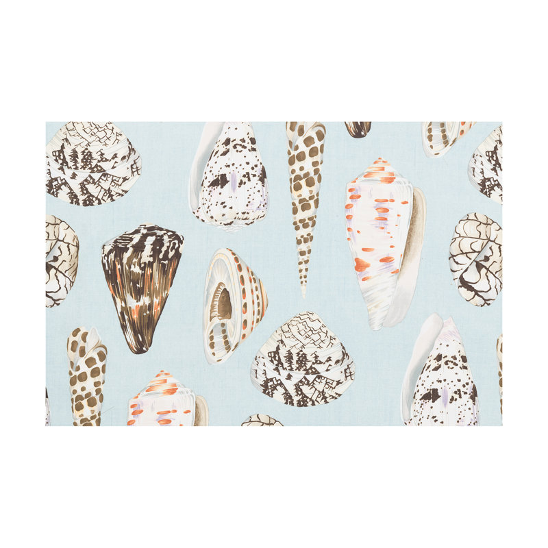 Jardin Coquina Linen Fabric, Multi/Sea Blue