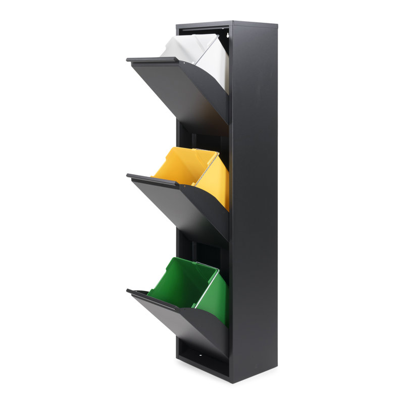 Gigi Steel Open Multi-Compartment Rubbish & Recycling Bin - 17.4L
